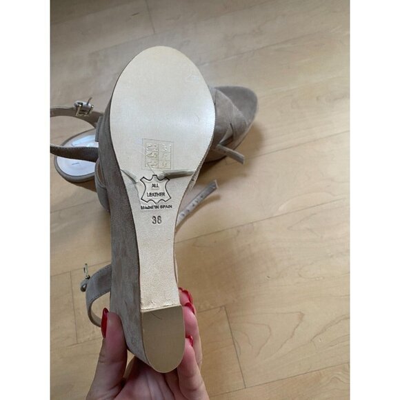 New La Canadienne platform wedge sandals taupe BNWT sz 38 Spain - Picture 5 of 7
